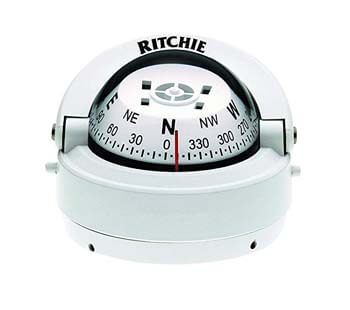 4. Ritchie Explorer Compass Dial With Surface Mount And 12V Green Night Lighting (White, 2 3/4-Inch)
