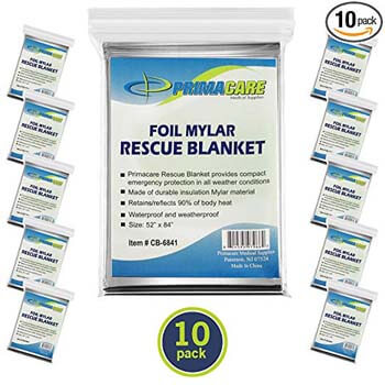 3: Primacare HB-10 Emergency Foil Mylar Thermal Blanket (Pack of 10)