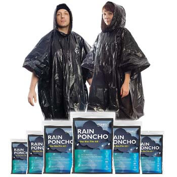 8: Foxelli Disposable Rain Ponchos (Family 6 Pack)