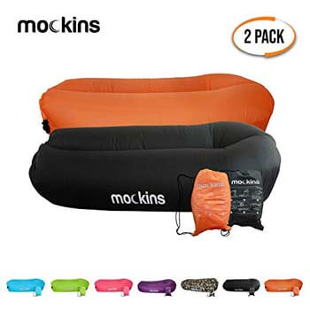 5: Mockins 2 Pack Black Orange Inflatable Lounger Hangout Sofa Bed