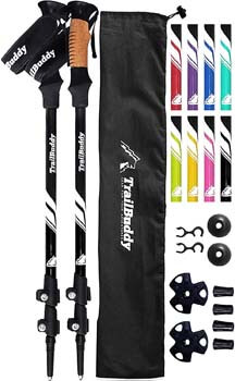 1. TrailBuddy Trekking Poles - 2-pc Pack Adjustable Hiking or Walking Sticks