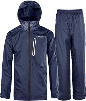 3. SWISSWELL Men's Rain Suit Waterproof Lightweight Hooded Rainwear