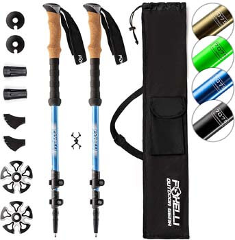 5. Foxelli Aluminum Trekking Poles – Collapsible, Lightweight, Aluminum 7075 Hiking Poles