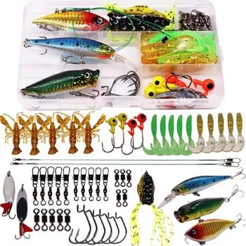 7. SUPERTHEO Fishing Lure Set Fishing Spoons Frog Lures