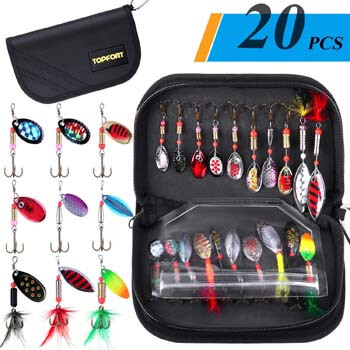 2. TOPFORT Fishing Lures, Fishing Spoon, Trout Lures, Bass Lures, Spinning Lures, Hard Metal Spinner Baits Kit