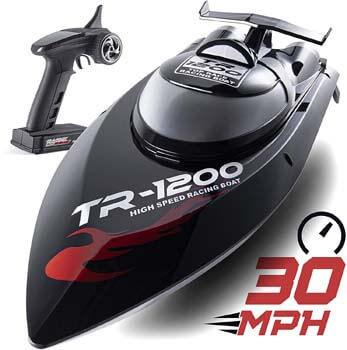 10. Top Race Remote Control RC Boat, Speed of 30 Mph, Auto Flip Recovery, 2.4 GHz Transmitter, Professional Series