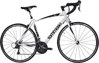 10. Tommaso Imola Endurance Aluminum Road Bike, Shimano Claris R2000, 24 Speeds, Black, White, Burnt Orange