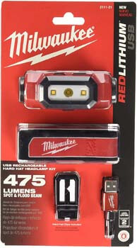 7. Milwaukee Electric Tools 2111-21 USB Rechargeable Headlamp, Red