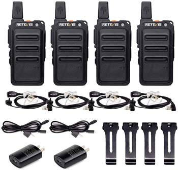 6. Retevis RT19 Walkie Talkies for Adults Rechargeable UHF FRS 22 Channel VOX Light Thin Two Way Radios Long Range