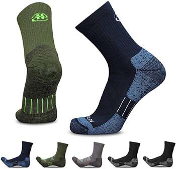 3. Heatuff Men's 3 & 5 Pack Hiking Micro Crew Socks Athletic Cushion Outdoor Trekking Sock Reinforced Heel and Toe