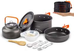 2. Overmont 1.95 Liter (Pot+ Kettle) Camping Cookware Set