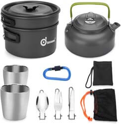 3. Odoland 10pcs Camping Cookware Mess Kit