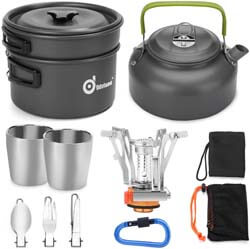 7. Odoland 12pcs Camping Cookware Mess Kit