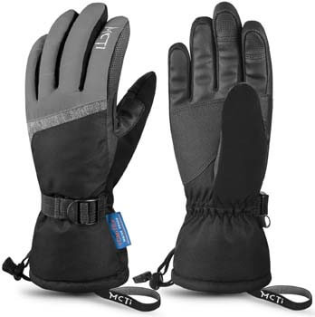 3. MCTi Ski Gloves, Winter Waterproof Snowboard Snow 3M Thinsulate Warm Touchscreen Cold Weather Women Gloves Wrist Leashes