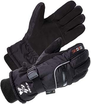 7. SKYDEER 3M Scotchgard -40 ℉ Waterproof & Windproof Genuine Deerskin Suede Leather Ski Gloves