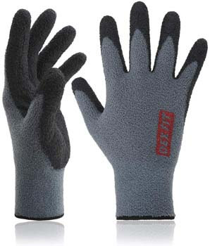 4. DEX FIT Warm Fleece Work Gloves NR450, Comfort Spandex Stretch Fit, Power Grip, Durable Water Based Nitrile Rubber Coating