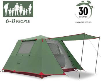 6. KAZOO Family Camping Tent Large Waterproof Pop Up Tents 4/6/8 Person Room Cabin Tent Instant Setup with Sun Shade Automatic Aluminum Pole