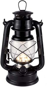 4. Vintage LED Hurricane Lantern, Warm White Battery Operated Lantern, Antique Metal Hanging Lantern with Dimmer Switch