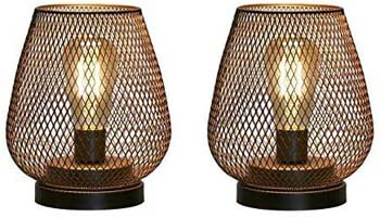 7. JHY DESIGN Set of 2 Metal Cage LED Lantern Battery Powered