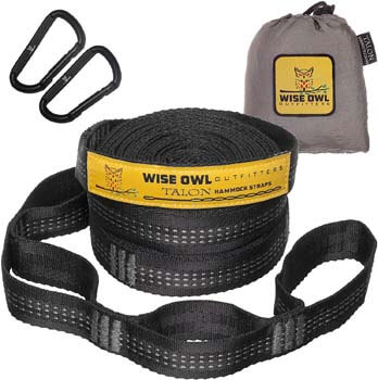 6. Wise Owl Outfitters XL Hammock Straps Combined 20 Ft Long, 38 Loops