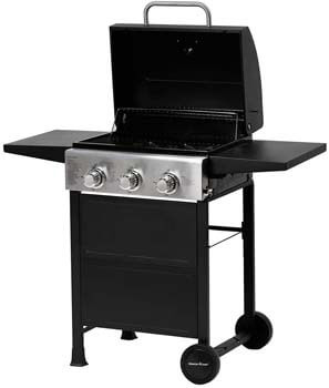 10. MASTER COOK Classic Liquid Propane Gas Grill, 3 Bunner with Folding Table, Black