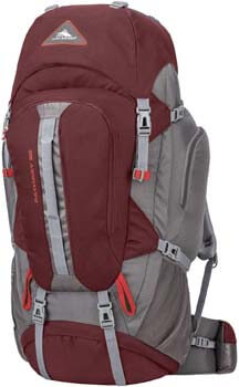 2. High Sierra Pathway Internal Frame Hiking Pack, Cranberry/Slate/Redrock, 90L