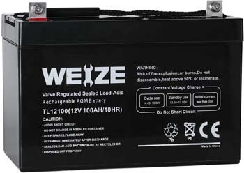 7. Weize 12V 100AH Deep Cycle AGM SLA VRLA Battery
