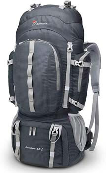 9. Mountaintop 60 Liter Hiking Internal Frame Backpack with Rain Cover