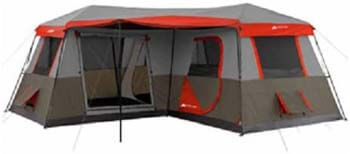 1. Ozark Trail 16x16-Feet 12-Person 3 Room Instant Cabin Tent with Pre-Attached Poles