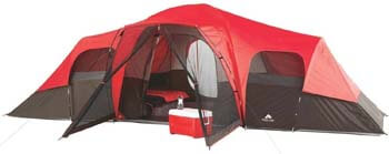 5. OZARK Trail Family Cabin Tent (Red/Black, 10 Person)