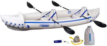 5. Sea Eagle 370 Pro 3 Person Inflatable Portable Sport Kayak Canoe Boat w/ Paddles