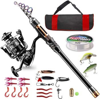 1. BlueFire Fishing Rod Kit, Carbon Fiber Telescopic Fishing Pole