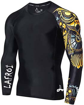 8. LAFROI Men's Long Sleeve UPF 50+ Baselayer Skins Performance Fit Compression Rash Guard-CLYYB