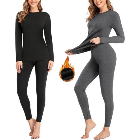 SIMIYA two pack fleece lined thermal underwear sets for women